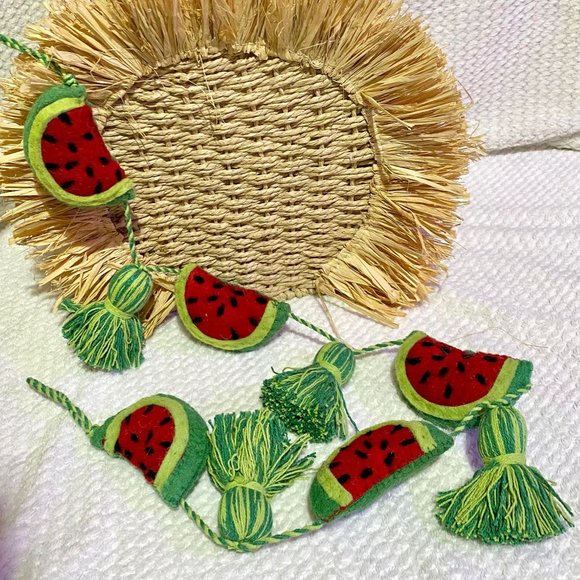 Watermelon Fruit Wool Garland Banner - Picture 2 of 4